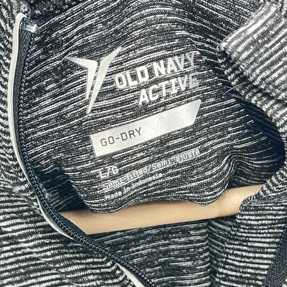 Old Navy Women's Pullover Sweatshirt Half Zip Raglan Sleeve Black White Large - Picture 6 of 9